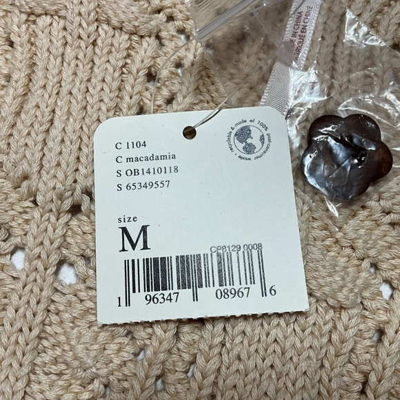 FREE PEOPLE Cotton Bonfire Cardigan in Macadamia Button Close Cropped NWT Sz M - Picture 8 of 13